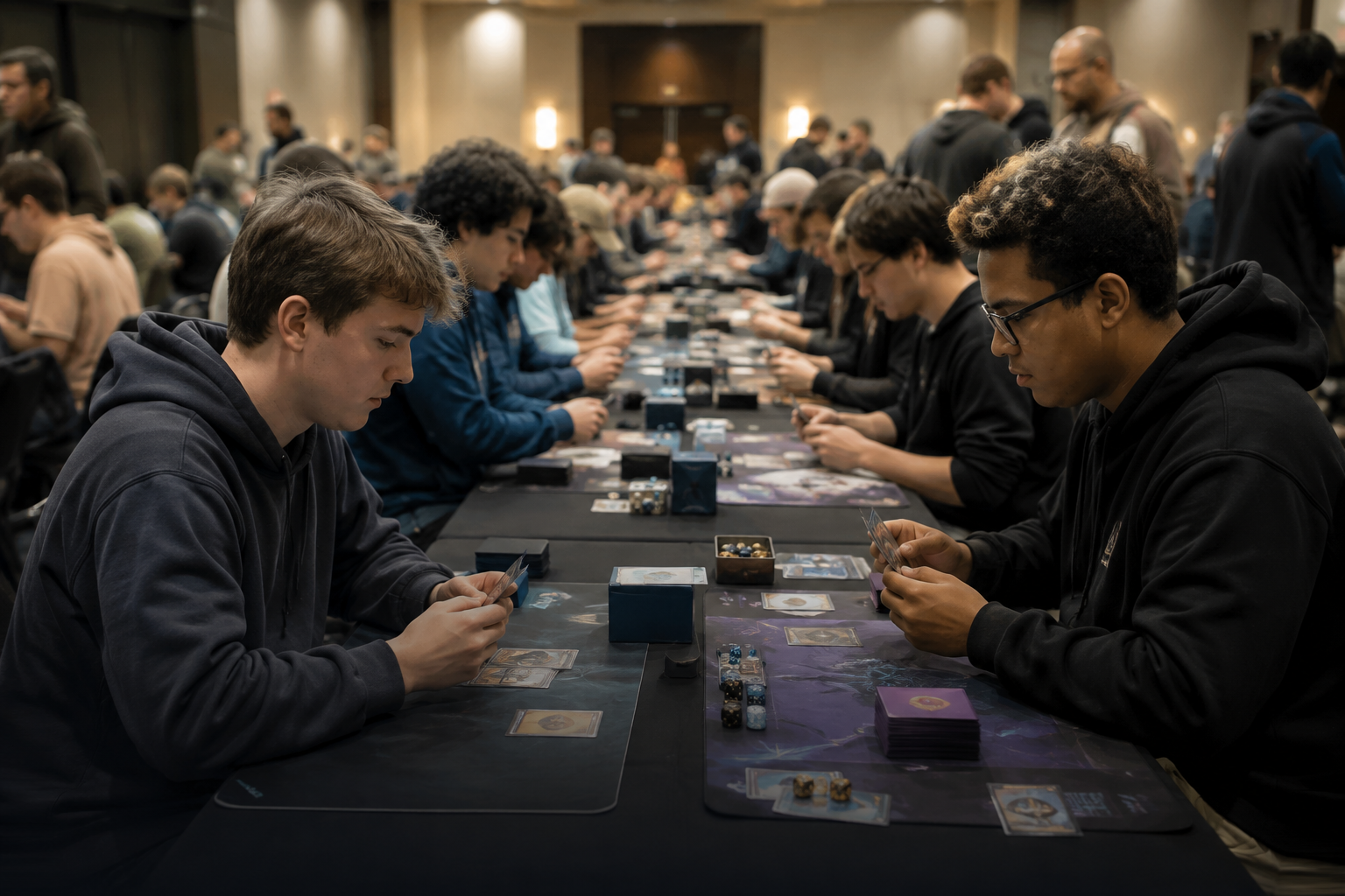 Players taking part in a card tournament