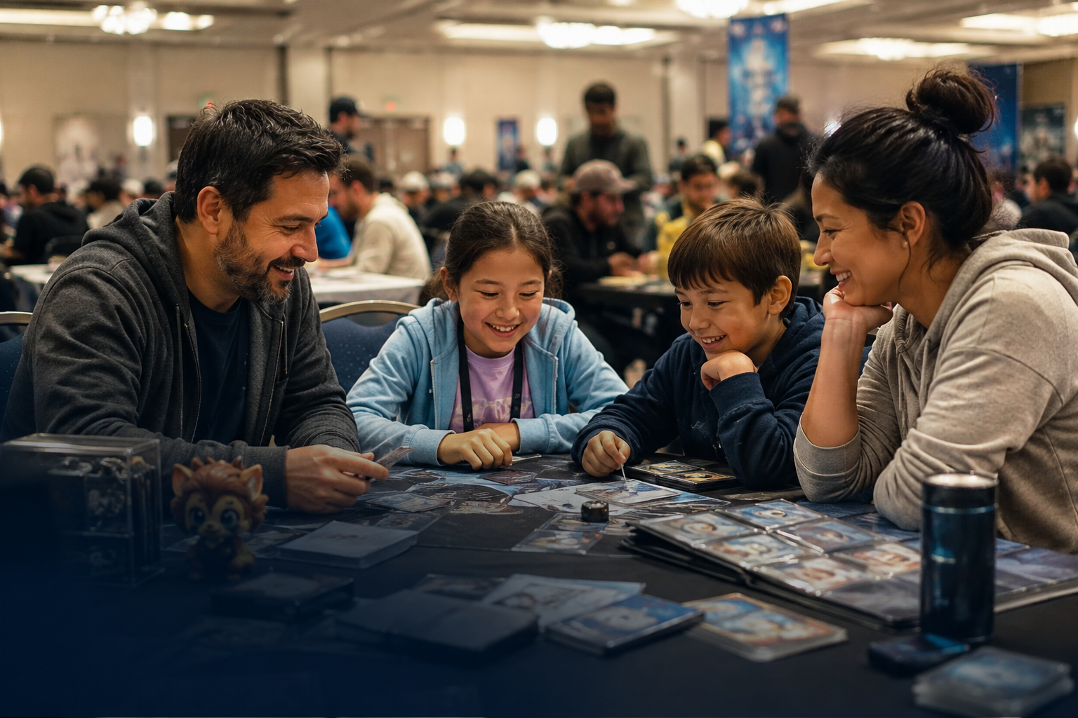 A family enjoying cards together