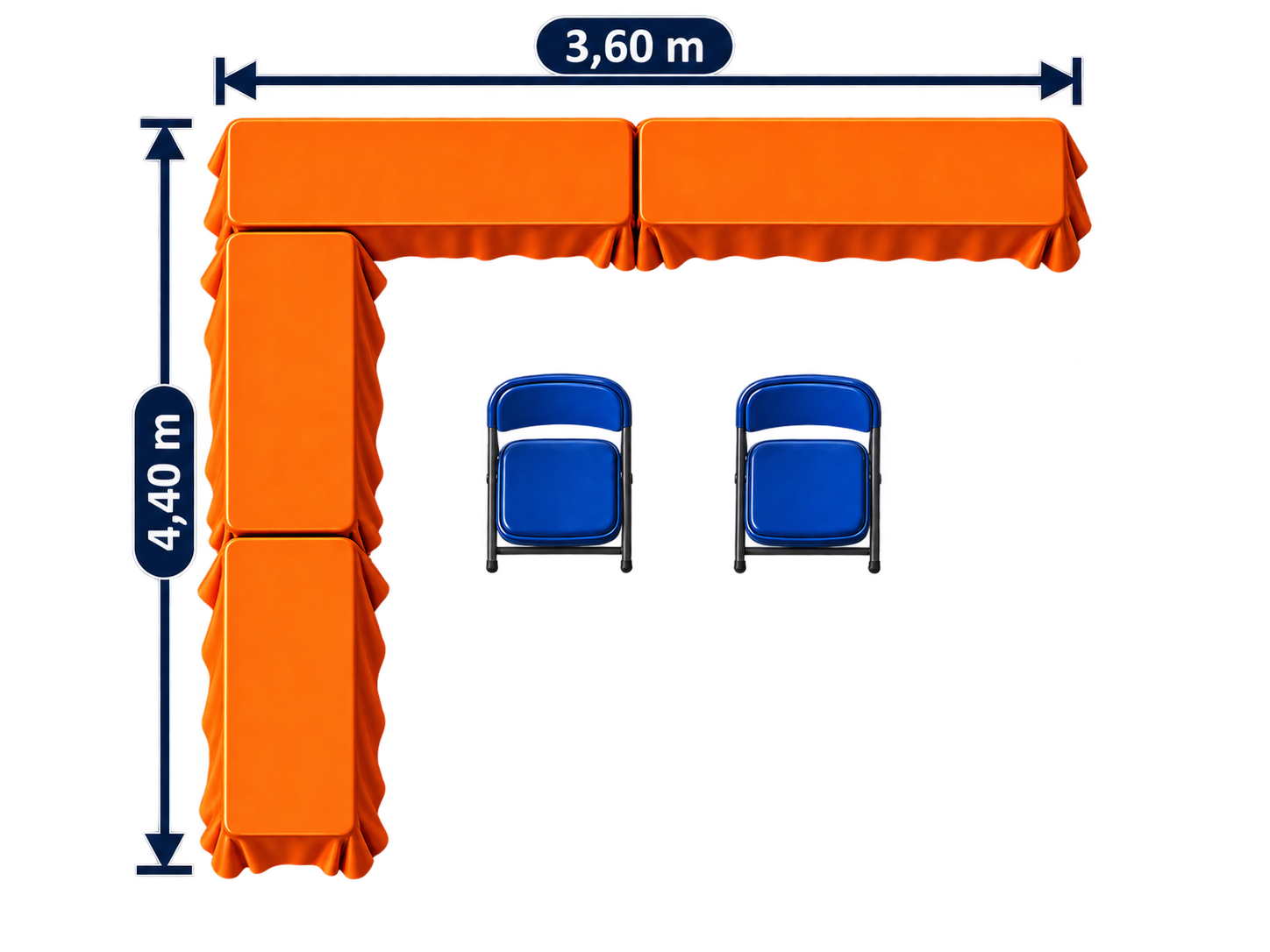 Corner Setup vendor table layout with dimensions