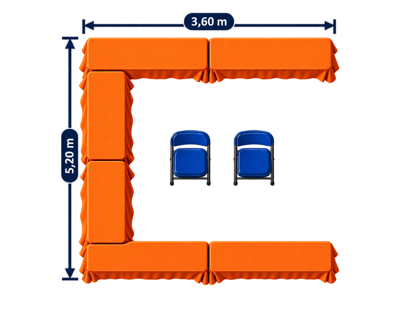 U Setup vendor table layout with dimensions